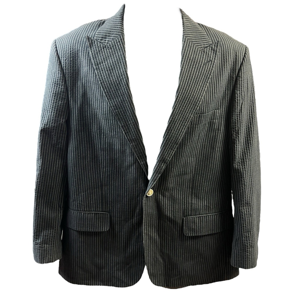 Pronto Uomo Jacket Mens 42 Short Navy Blue Pinstripe Sport‎ Coat Classic Dapper